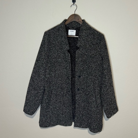 Old Navy Relaxed Textured Charcoal Gray Button-Front Coat - Size Medium - Picture 2 of 6